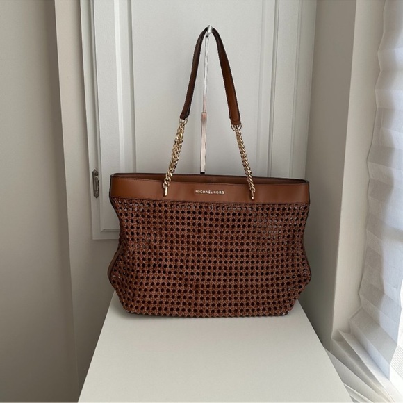 Michael Kors Large woven braided tote shoulder bag chain straps - Picture 2 of 9